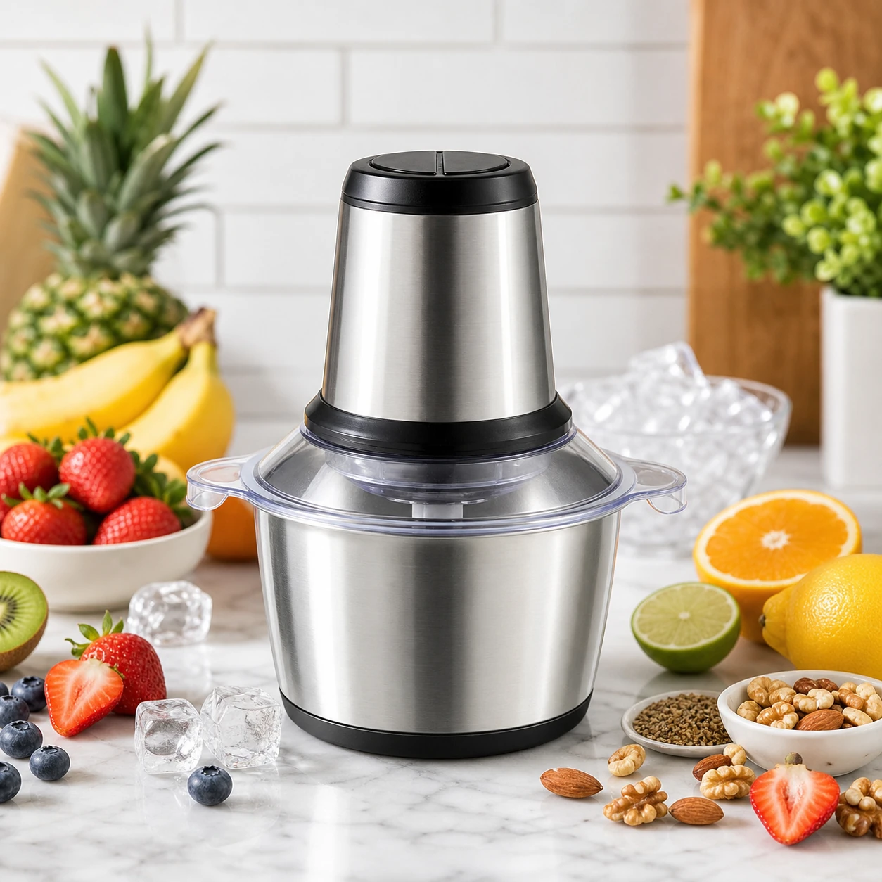 ManaraZone Electric Chopper Blender with smoothie ingredients