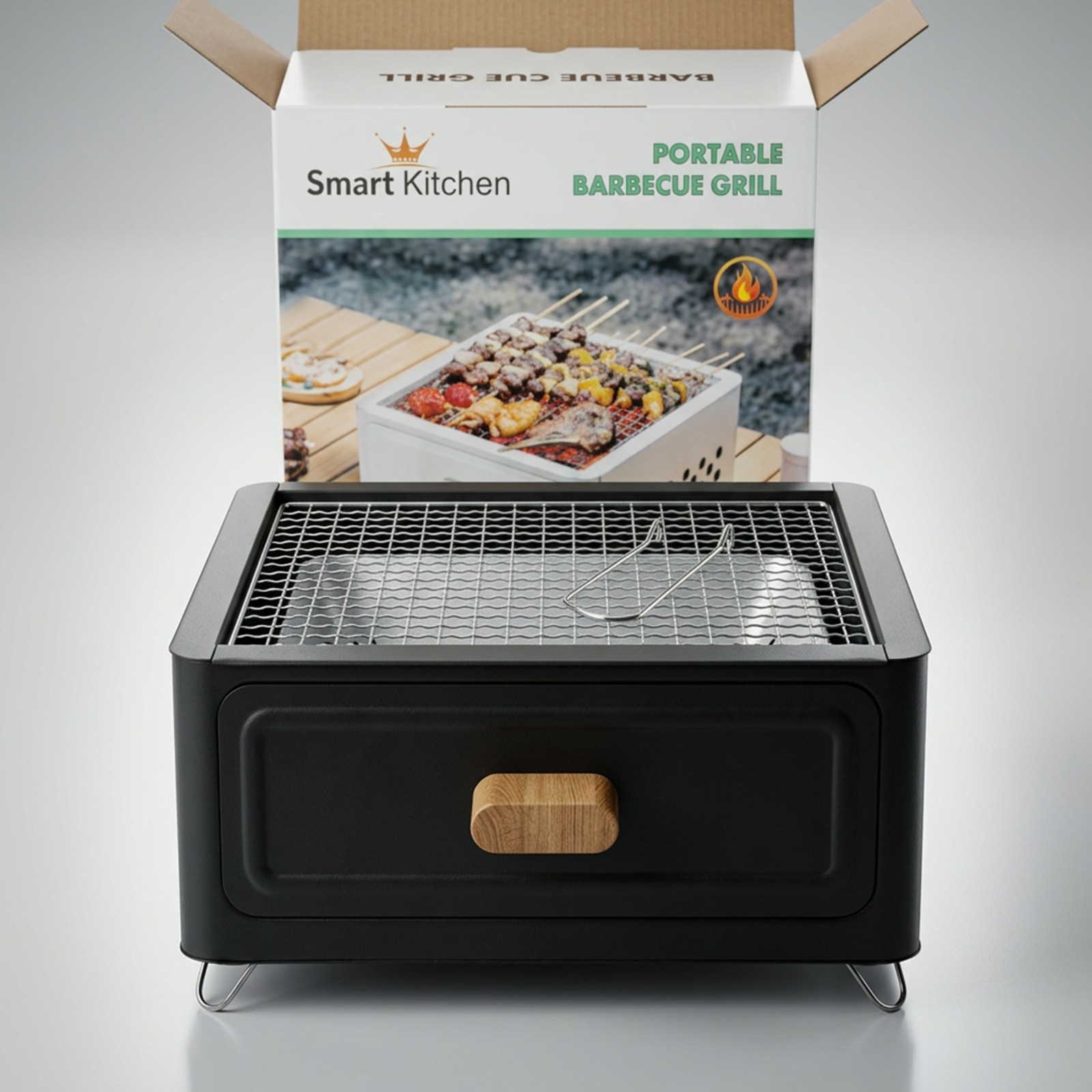ManaraZone electric grill with packaging and included parts